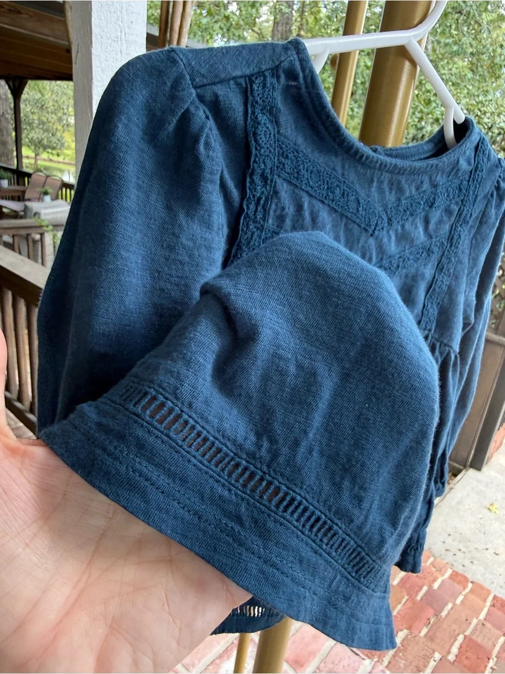 Old Navy Navy Blue Long-Sleeve Peplum Top for Girls 2T